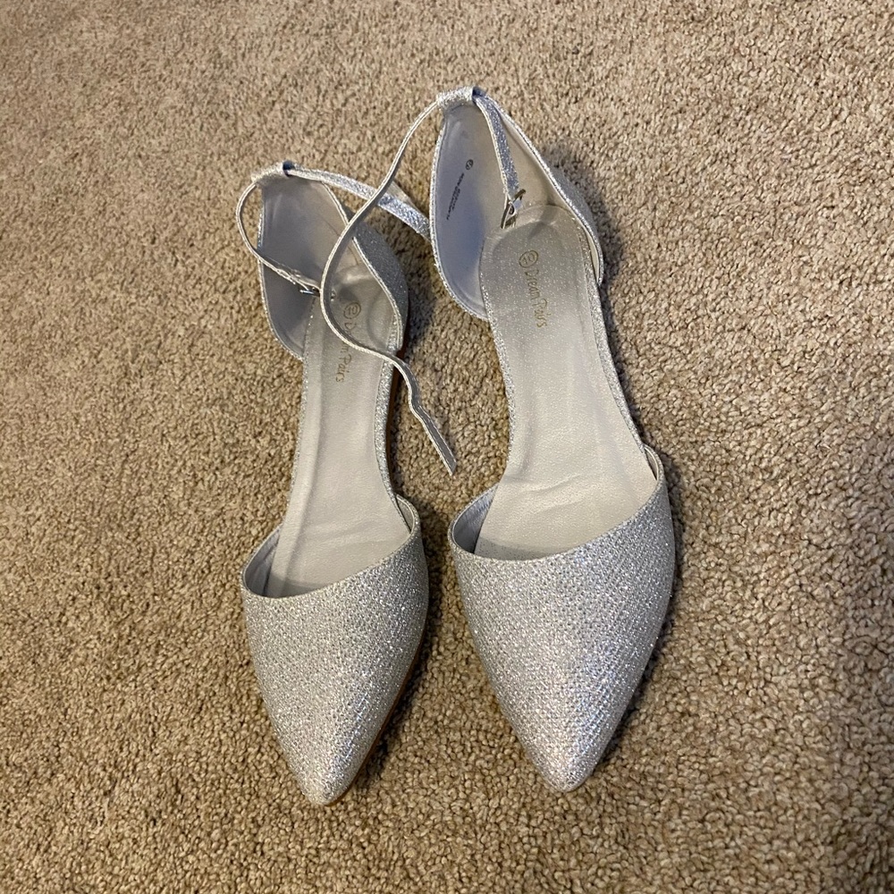 silver glitter flats